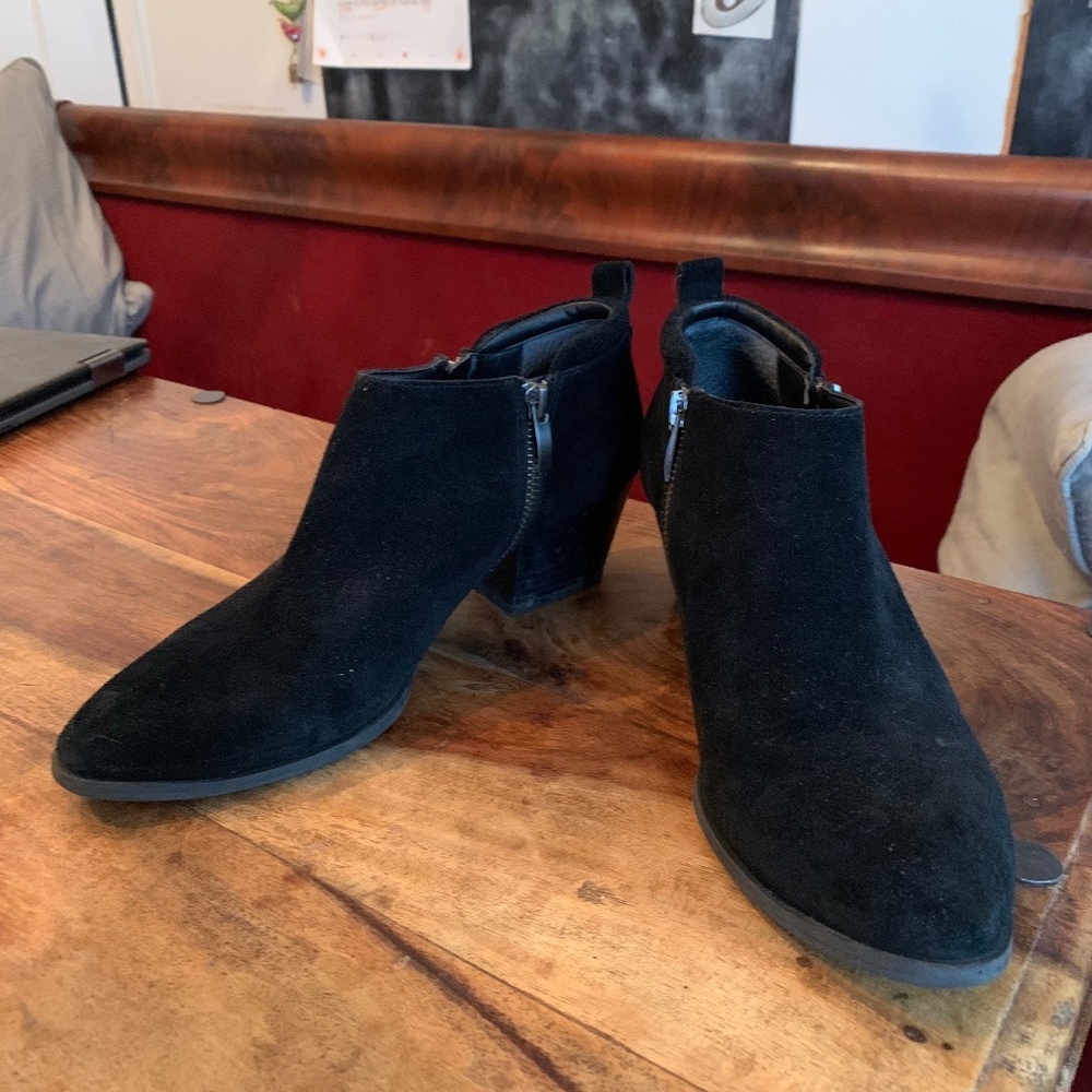 Franco Sarto A Granite Black Suede Ankle Boot Booities